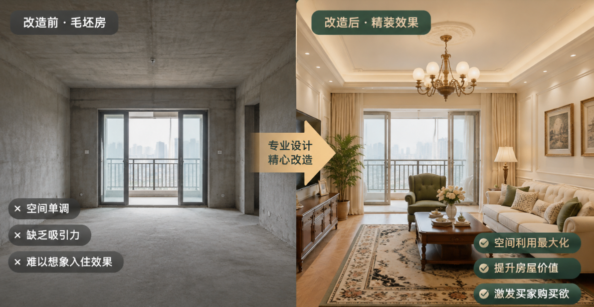 二手房毛坯房改造前后对比